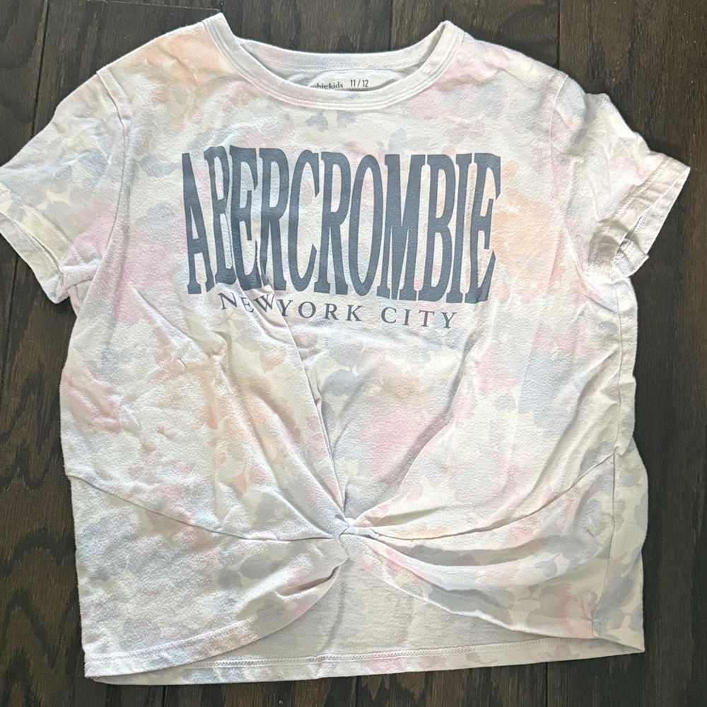 Abercrombie Kids Pastel Pink Tie-Dye Twist Front Tee